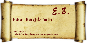 Eder Benjámin névjegykártya